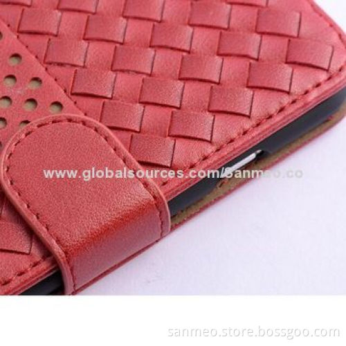 Braid Leather Mobile Phone Case for iPhone 5/6, Perfectly Fits the Shape, with Wallet & HolderNew